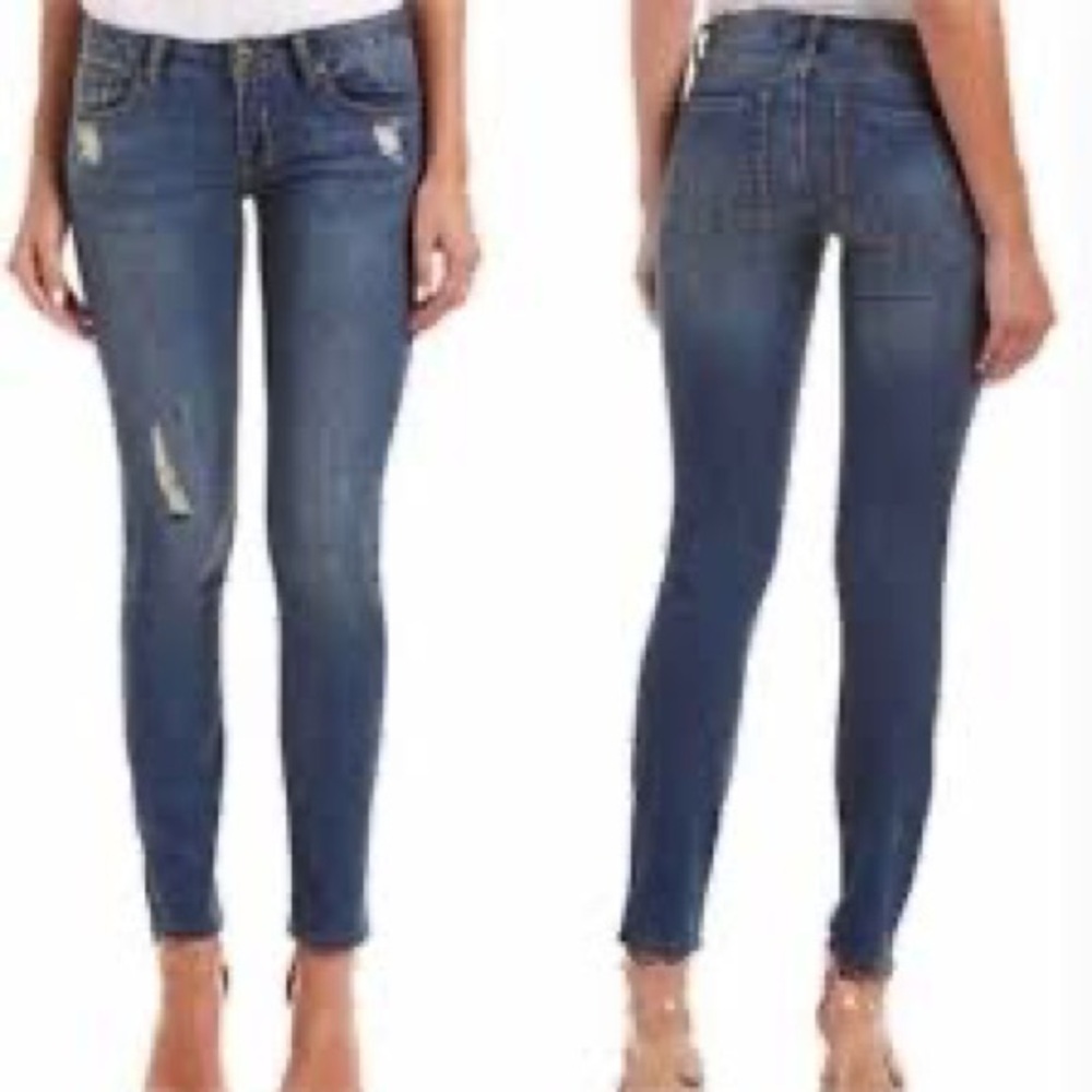 CAbi Distressed Low Rise Skinny Jeans Destructed Women’s size 4 27 Small